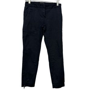 THEORY Black Cotton Ankle Pants with Ankle Zippers Women’s Size 2